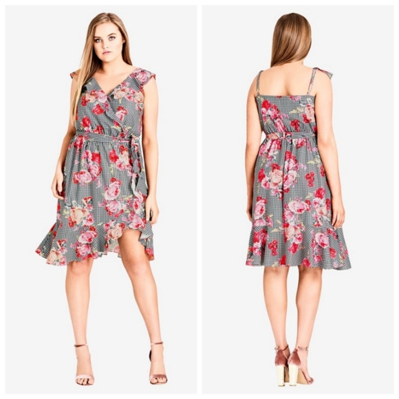 Plus 20/L Rose Picnic Print Dress - Picture 1 of 7